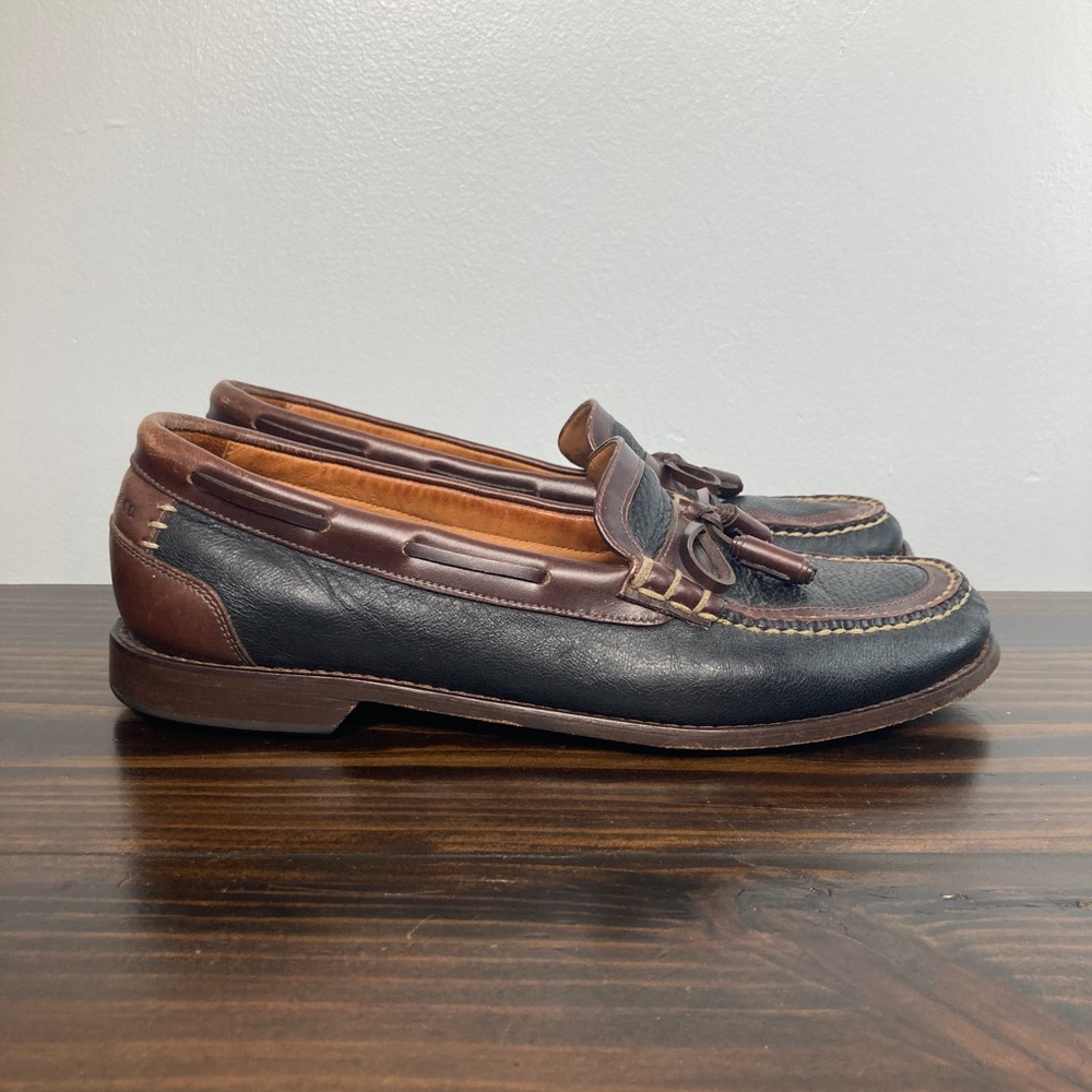 HS Trask H3253 Bozeman Montana Brown Leather Tassel Slip On Loafers Mens 9.5